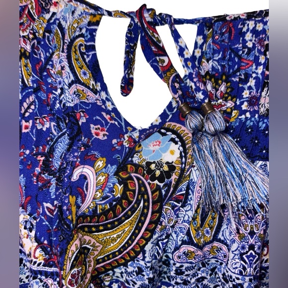 Blue Paisley Boho Western Blouse Large by Knox Rose - Picture 5 of 10